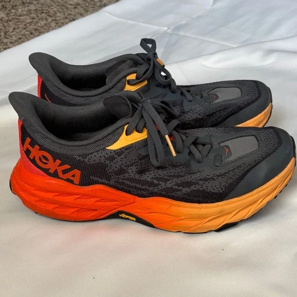 Hoka One One Speedgoat 5 Running Shoes 1123157 Men’s Size 7.5 Flame Gray Orange - Picture 5 of 16